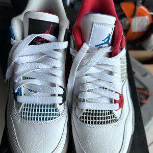 Jordan Men's Sneakers in White with Red and Blue Highlights